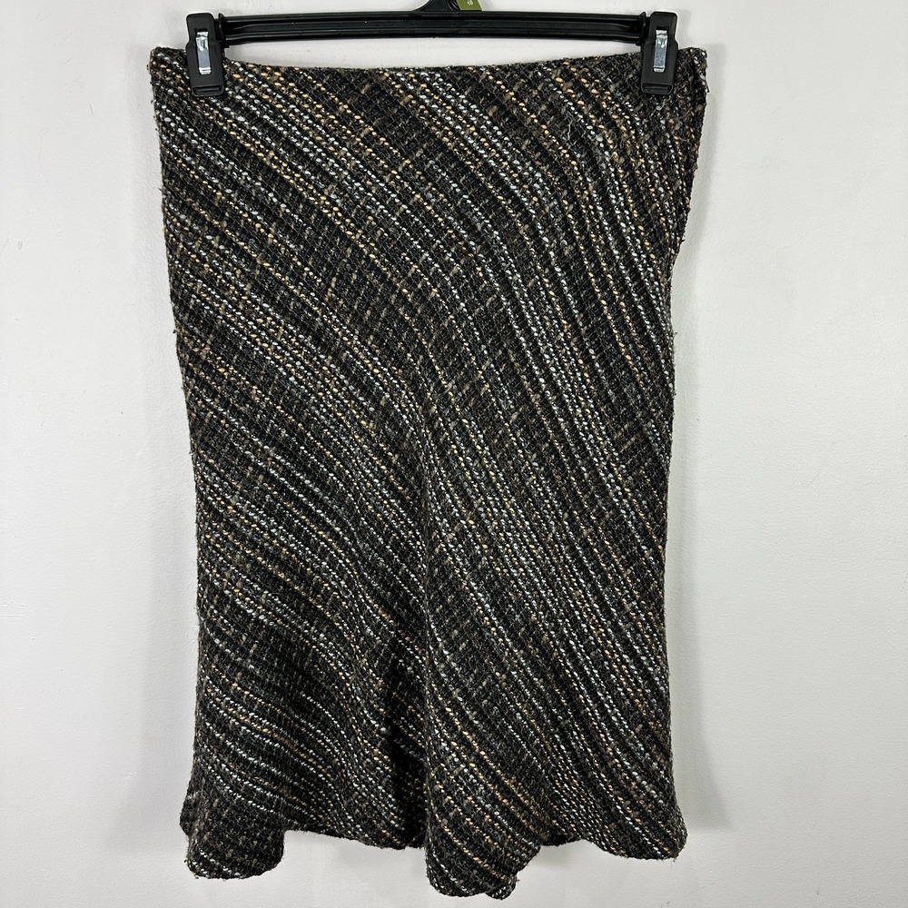 H&M Pencil Skirt 8 Black Boucle Ruffle Tweed Old Money Office Chic Dark Academia
